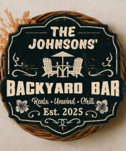 Welcome to Our Backyard Oasis Personalized Wood Sign