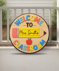Personalized 3D Teacher Door Sign – Custom Classroom Teacher Gift