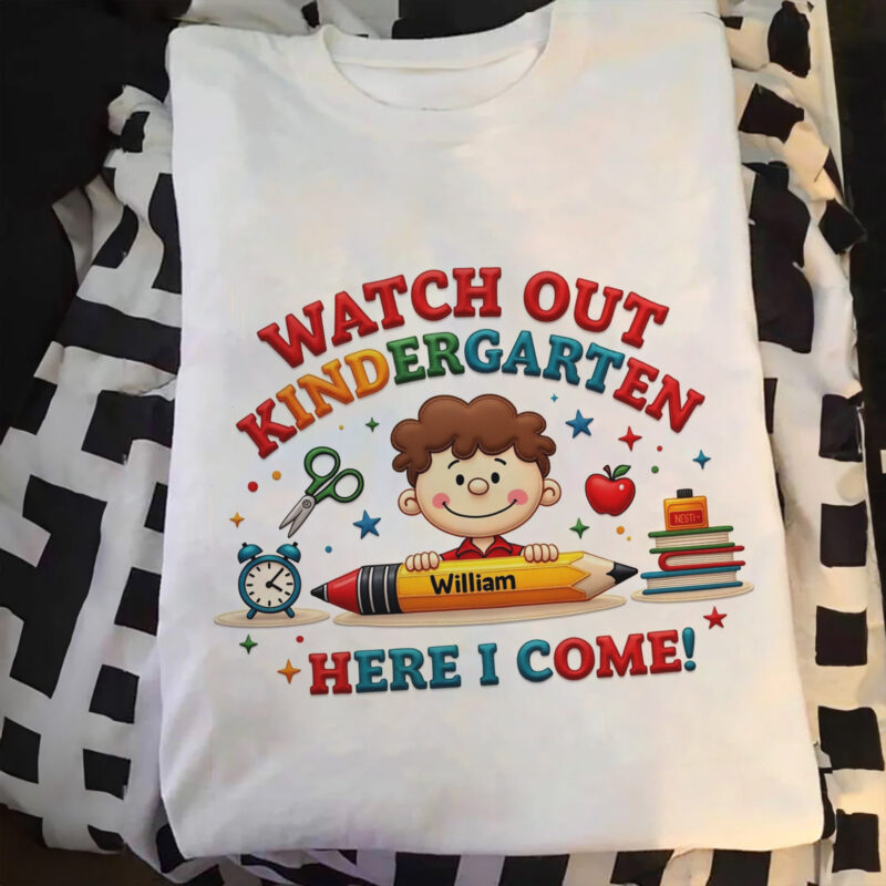 Cute Cartoon Character Personalized Back To School Kids Shirt