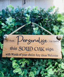 Soild Oak Personalised Wooden Hanging Sign