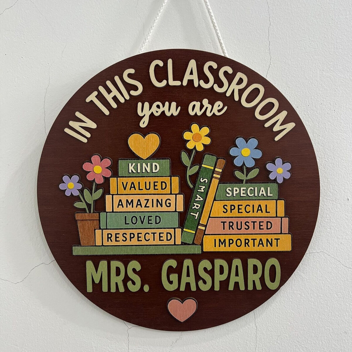 Personalized Round Teacher Door Sign with Name