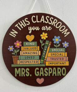 Personalized Round Teacher Door Sign with Name
