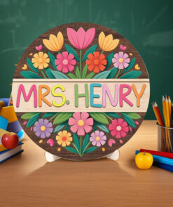 Custom Teacher 3D Flower Door Sign